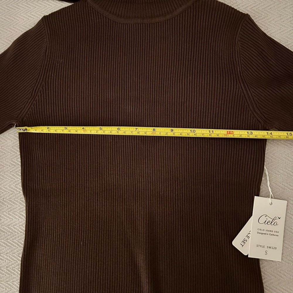 Viscose Blend Brown Rib Knit Turtleneck & Tie-Waist Wide Leg Pants Sz SM NWT! - Picture 7 of 8